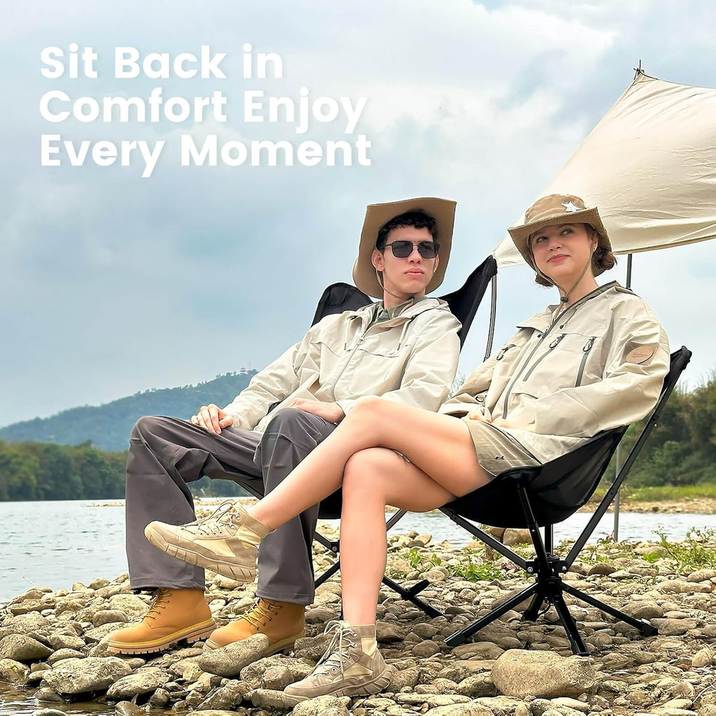 TCEK Portable Camping Chair - SwivelCore 180 Swivel & Auto-Return, Small Compact Lightweight Folding Chairs for Adults, Outdoor Backpack Chair for Adventures, Setup in Seconds, Support 300 LBS