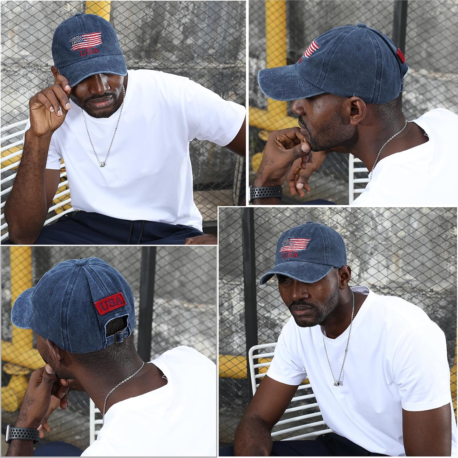 Washed American Flag Baseball Cap Adjustable Sun Dad Gift Hats for Unisex