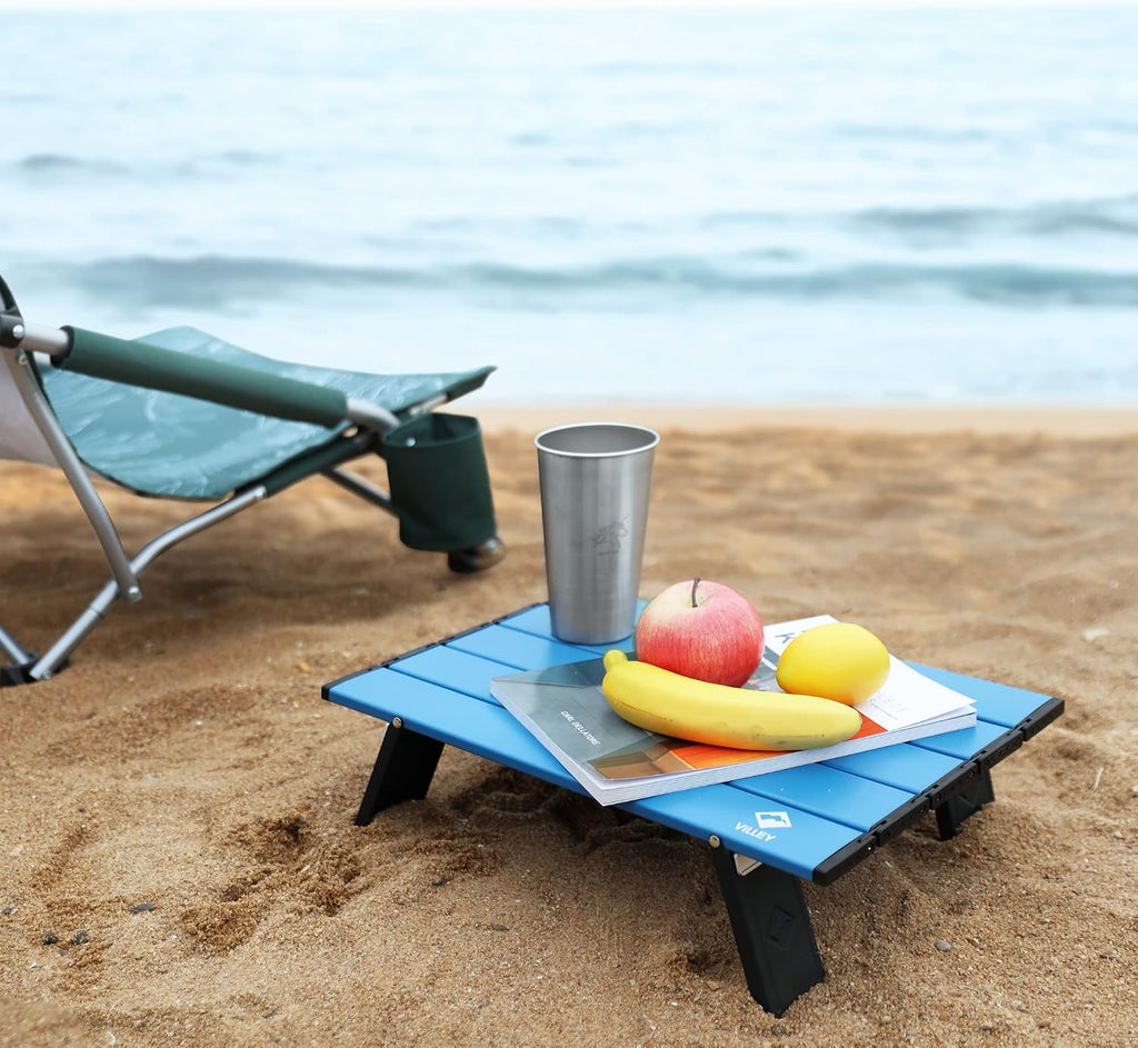 VILLEY Portable Mini Folding Beach Table, Ultralight Aluminum Side Table