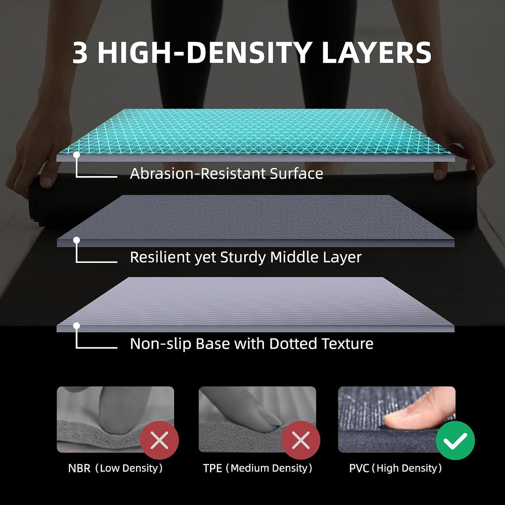 GymCope Large Exercise Mat for Home Workouts, 12x6/10x6/9x6/8x6/7x5/6x4 ft