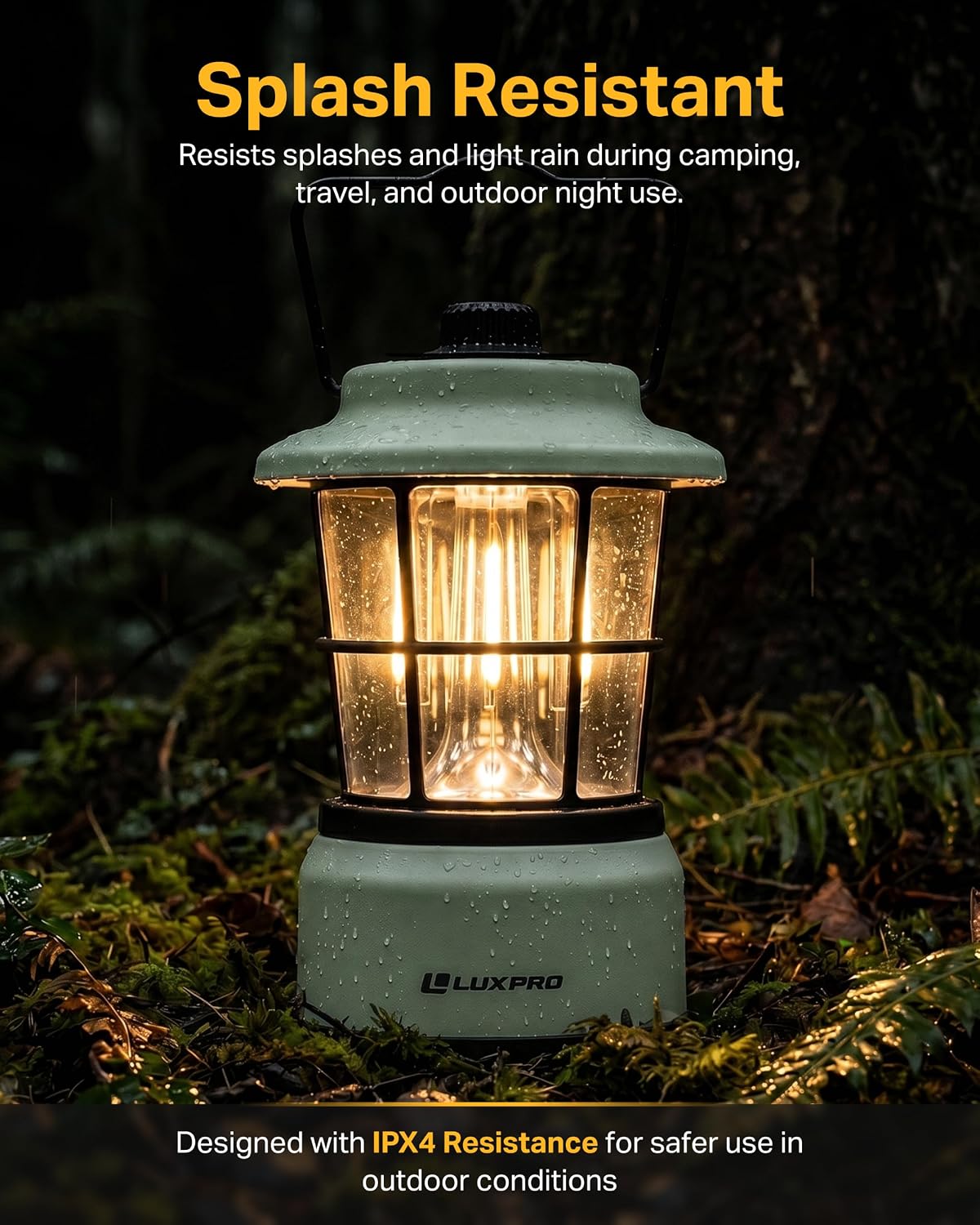 LUXPRO Rechargeable Retro Lantern LED Camping Lantern, Sage Green, 2 Pack