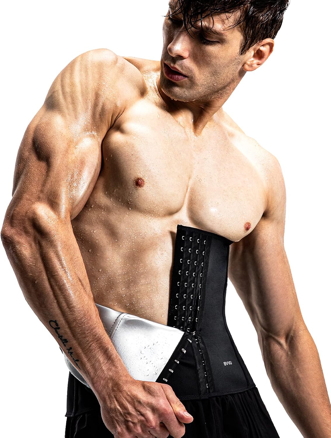 BVVU Waist Trainer for Men Waist Trimmer Tummy Control Sauna Sweat Belt Stomach Wrap Lower Belly Fat Back Support