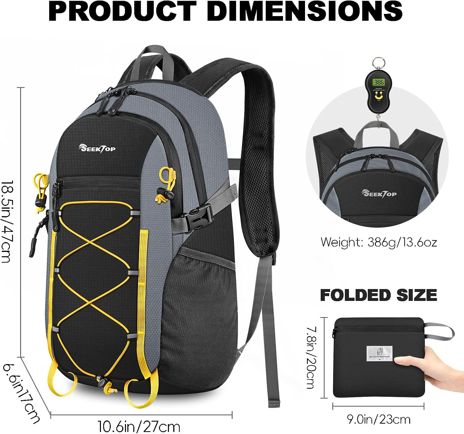 Seektop Packable Waterproof Hiking Backpack, 20L Lightweight Daypack