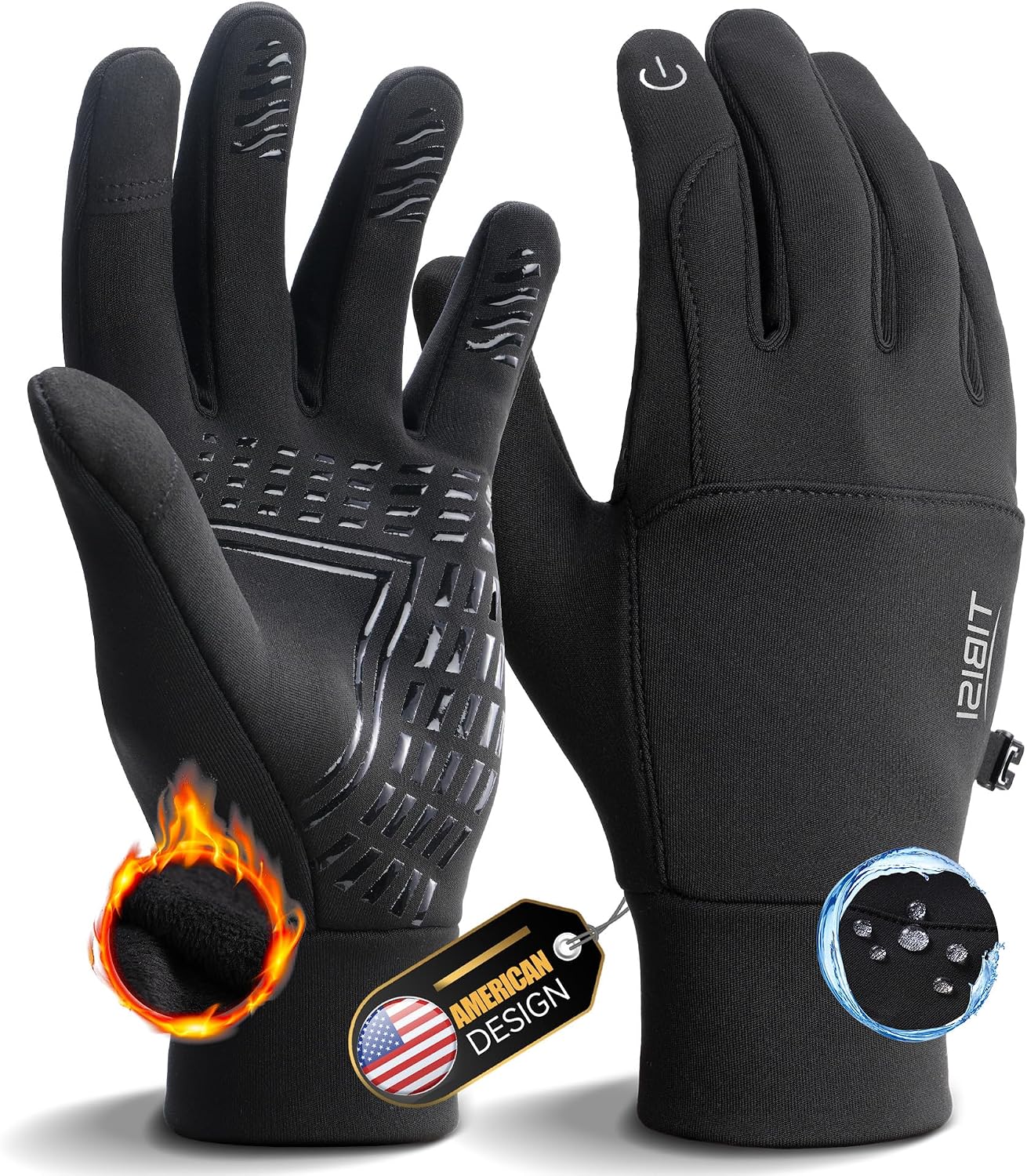 PULIOU Winter Waterproof Thermal Gloves for Men Women, Cold Weather Windproof Ski Snow Gloves with Touchscreen Fingers for Running Cycling Hiking Driving