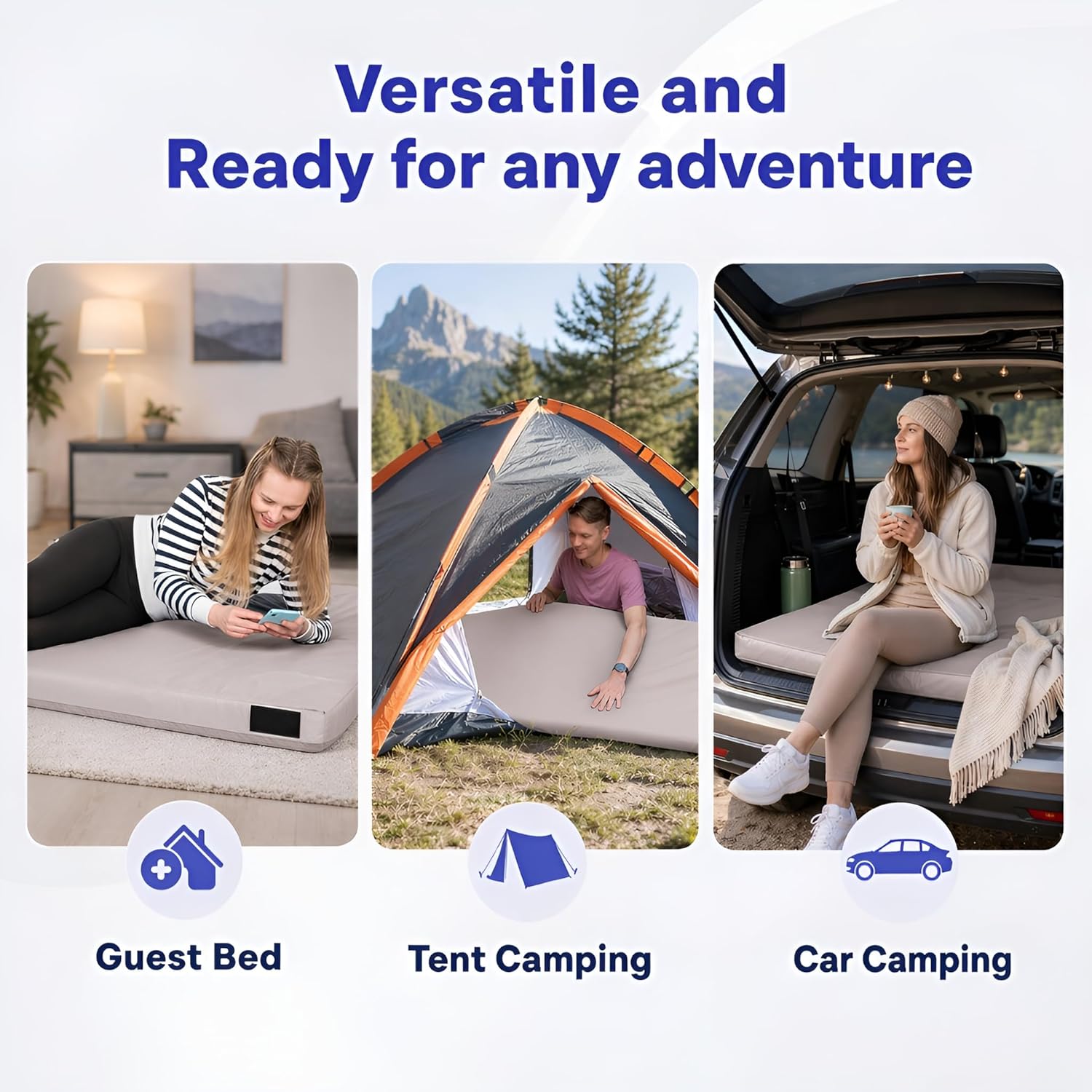 Hazli Matrix AirCell Memory Foam Camping Mattress Pad - CertiPUR-US Roll Up Mattress for Adults - Portable Foam Sleeping Mats for Camping - Camp Cot Sleeping Pad - Floor Sleep Mat Bed Roll for Car RV