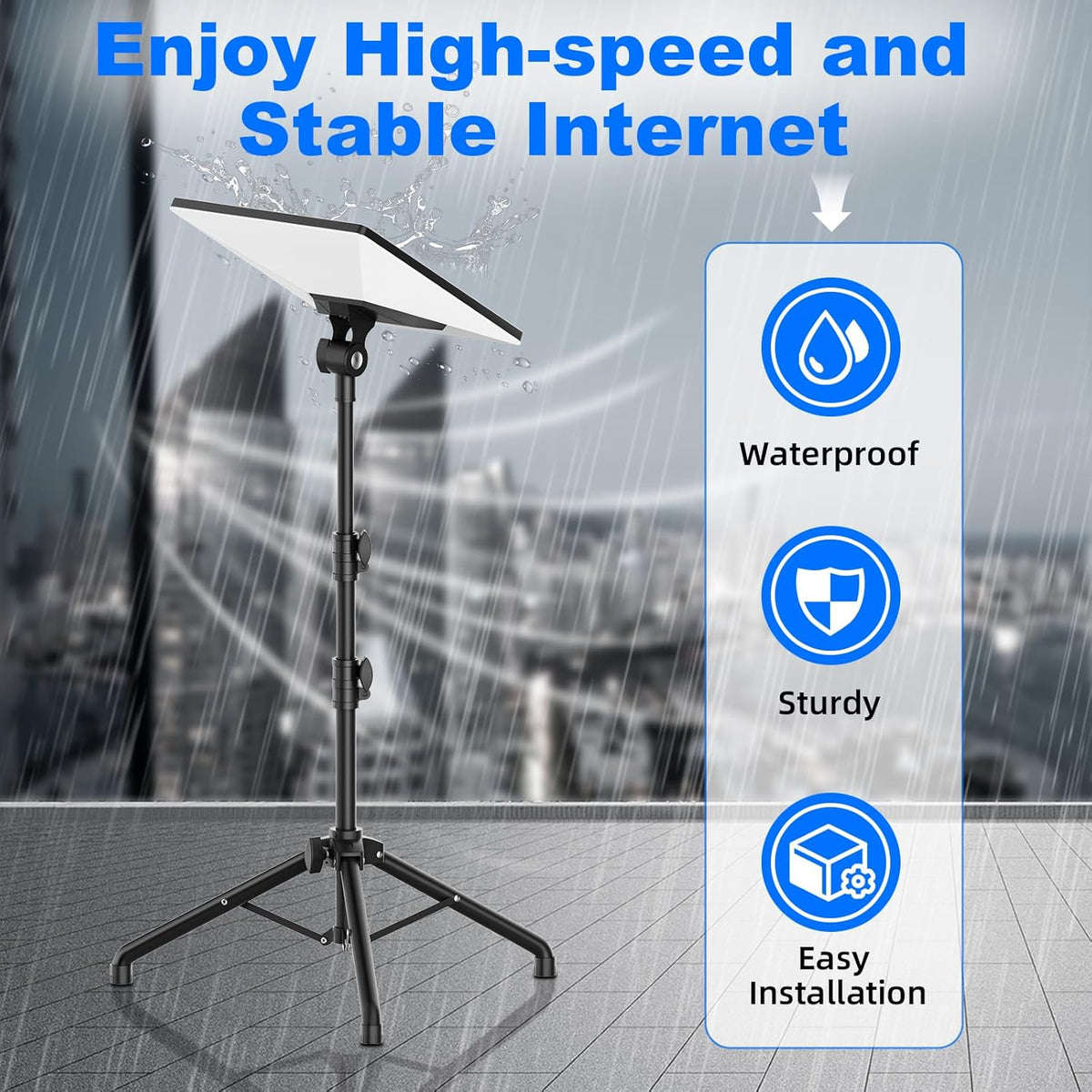 Starlink Mini Tripod Mount with Adapter, 270° Tilt Angle Adjustable Starlink Mini Kit, Height Adjustable Starlink Mount, Ground Nail Design, for Outdoor Camping, Travel, Rv (Balck)