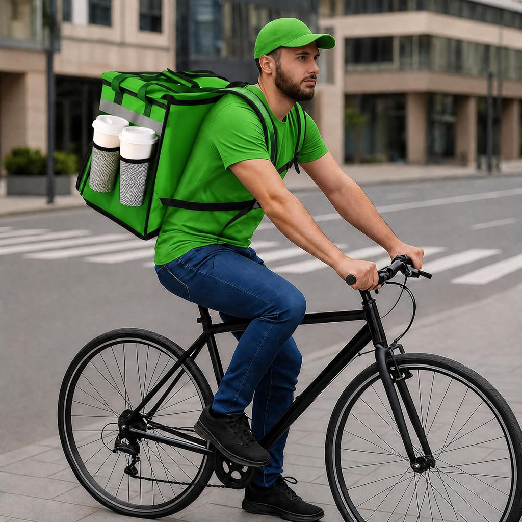 Insulated Food Delivery Backpack with Cup Holders, Expandable Bag