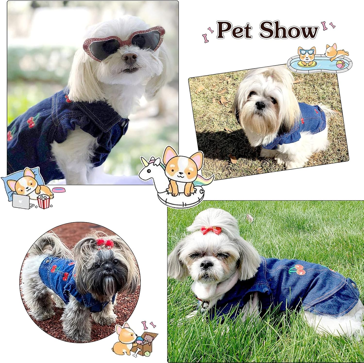 SILD Pet Clothes Dog Jeans Jacket Denim Shirt Small Medium Dogs Lapel Vests