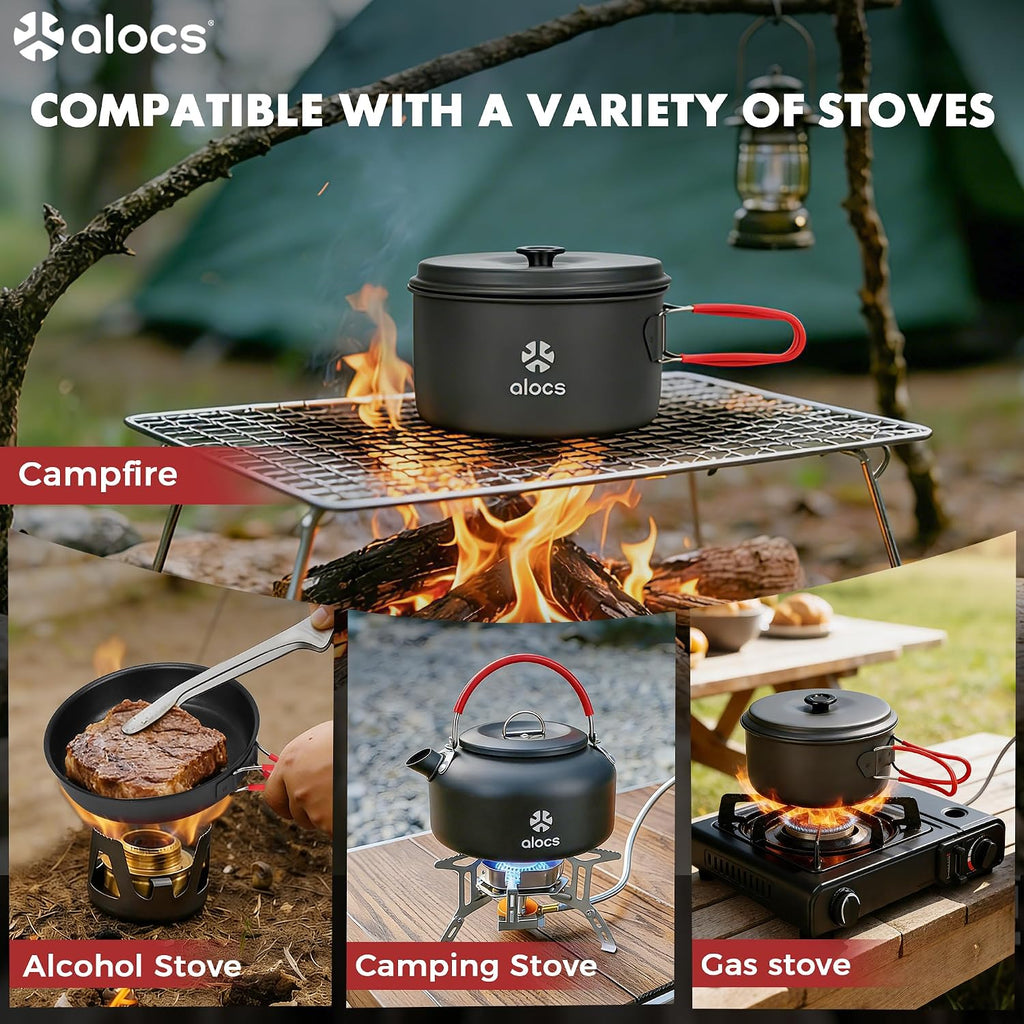 ALOCS Camping Cookware Set Camping Gear Compact Camping Pots and Pans Set