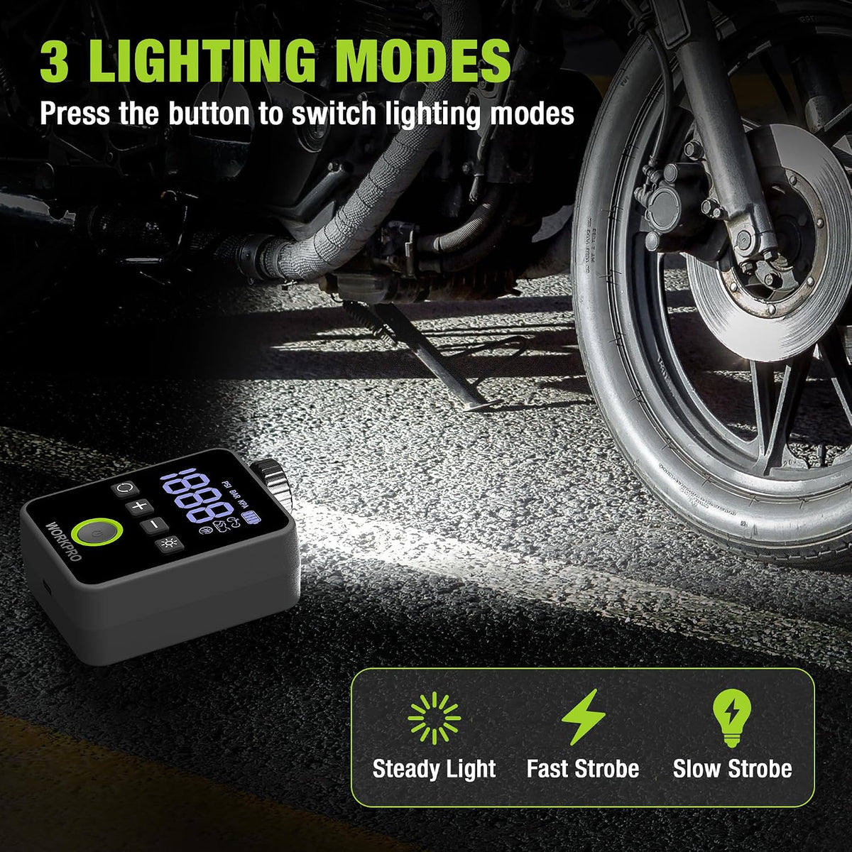 WORKPRO Mini Electric Bike Pump, 140 PSI Portable Tire Inflator