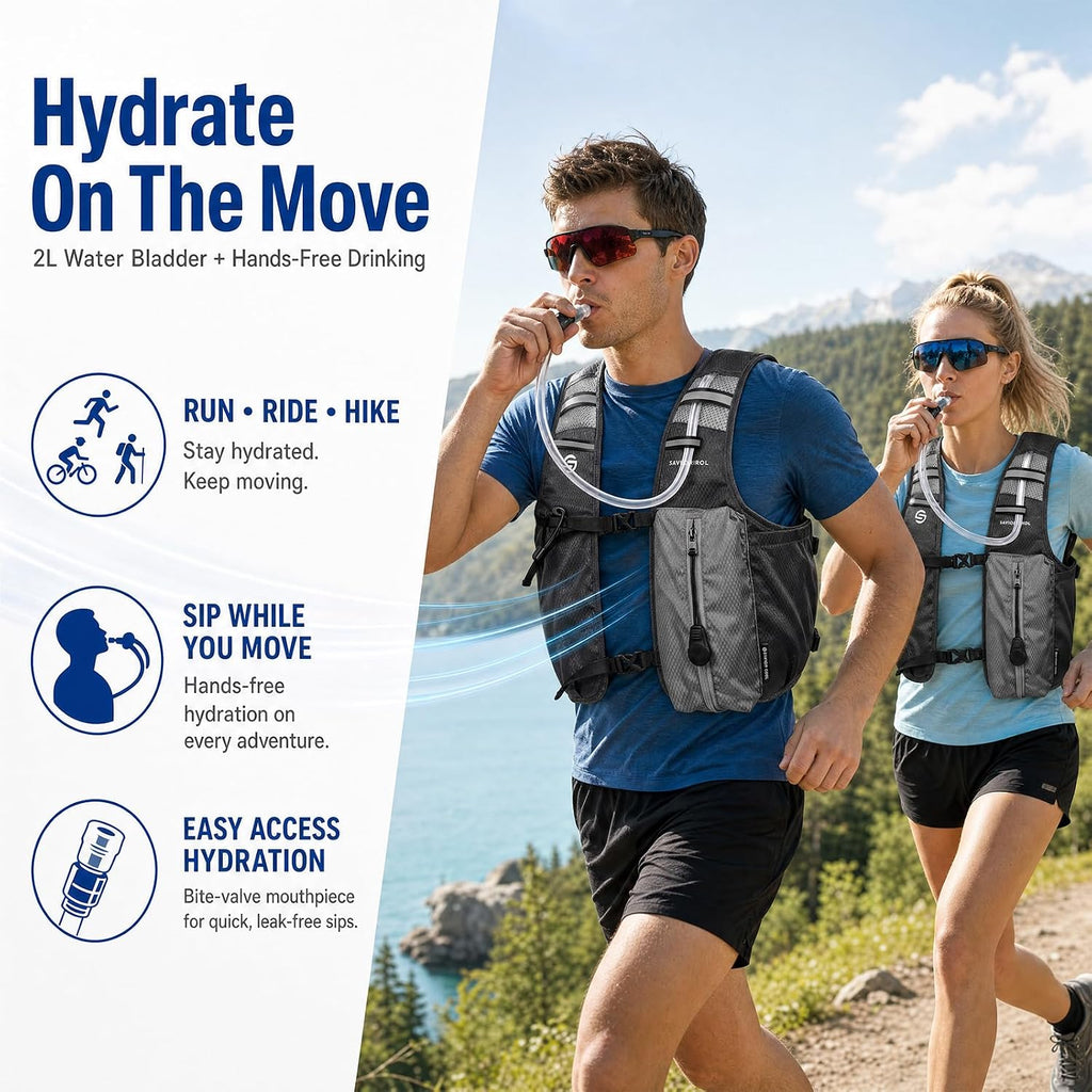 Cooling Hydration Vest with 2L BPA-Free Water Bladder, Running Vest with 3 Removable Cooling Packs, Lightweight Outdoor Pack for Hot Weather, Hiking, Cycling, Training