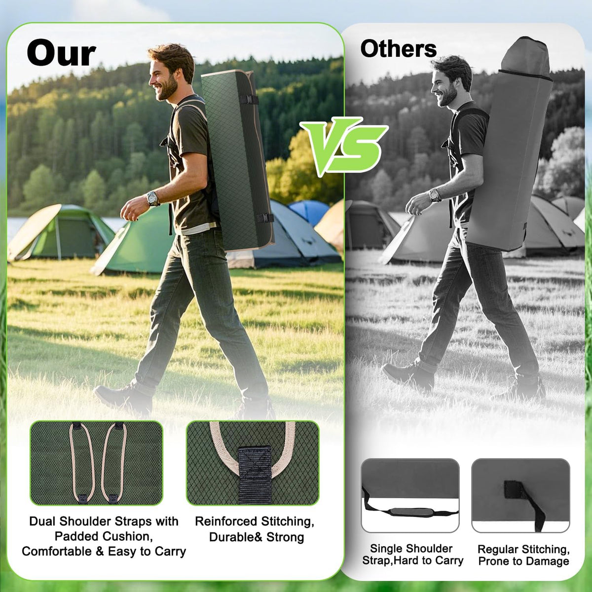 VTOY Portable Folding Camping Chair with Canopy, Outdoor Sun Shade Chair
