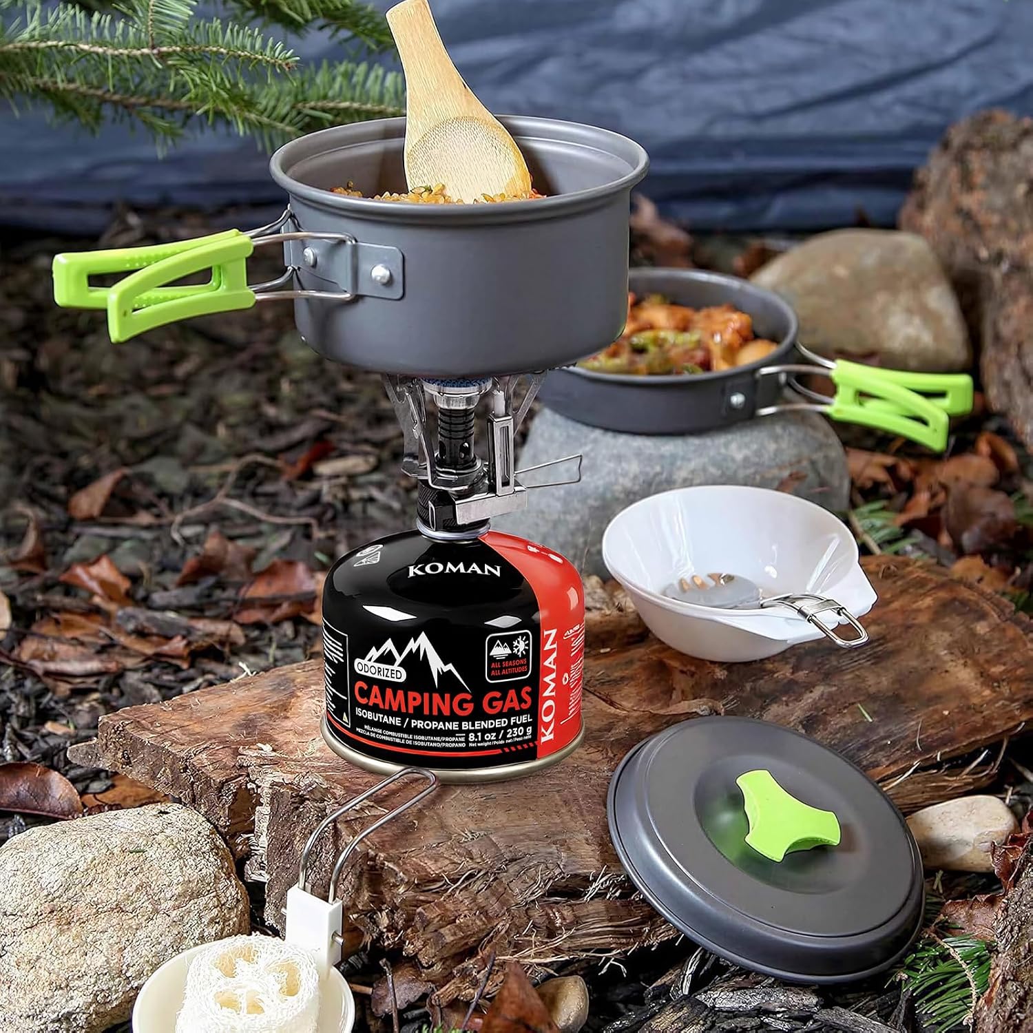 KOMAN Isobutane Fuel Canister 230 Gram Camping Stove Fuel Butane Propane Blend Camping Fuel Gas Canister Butane Backpacking Stove Fuel (Pack of 6)