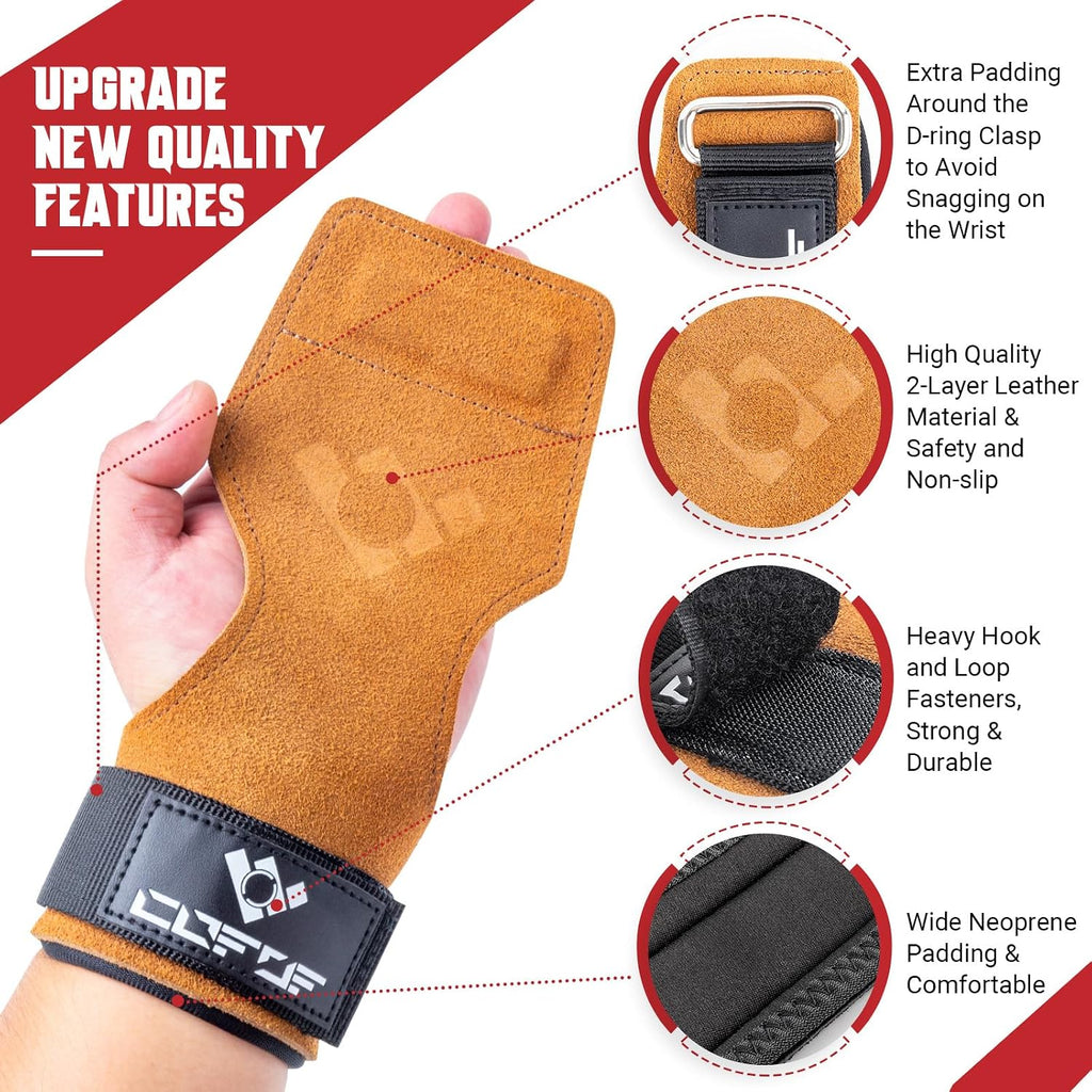Weight Lifting Wrist Strap, Double-Layer Leather for Deadlift Powerlifting