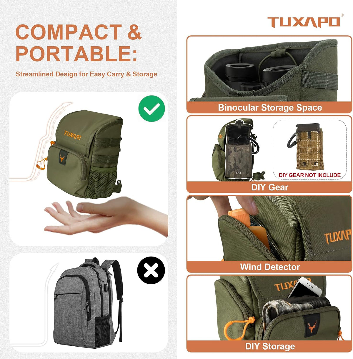 Binocular Harness Chest Pack with Rangefinder Pouch Bino Case for Hunting Hiking Shooting
