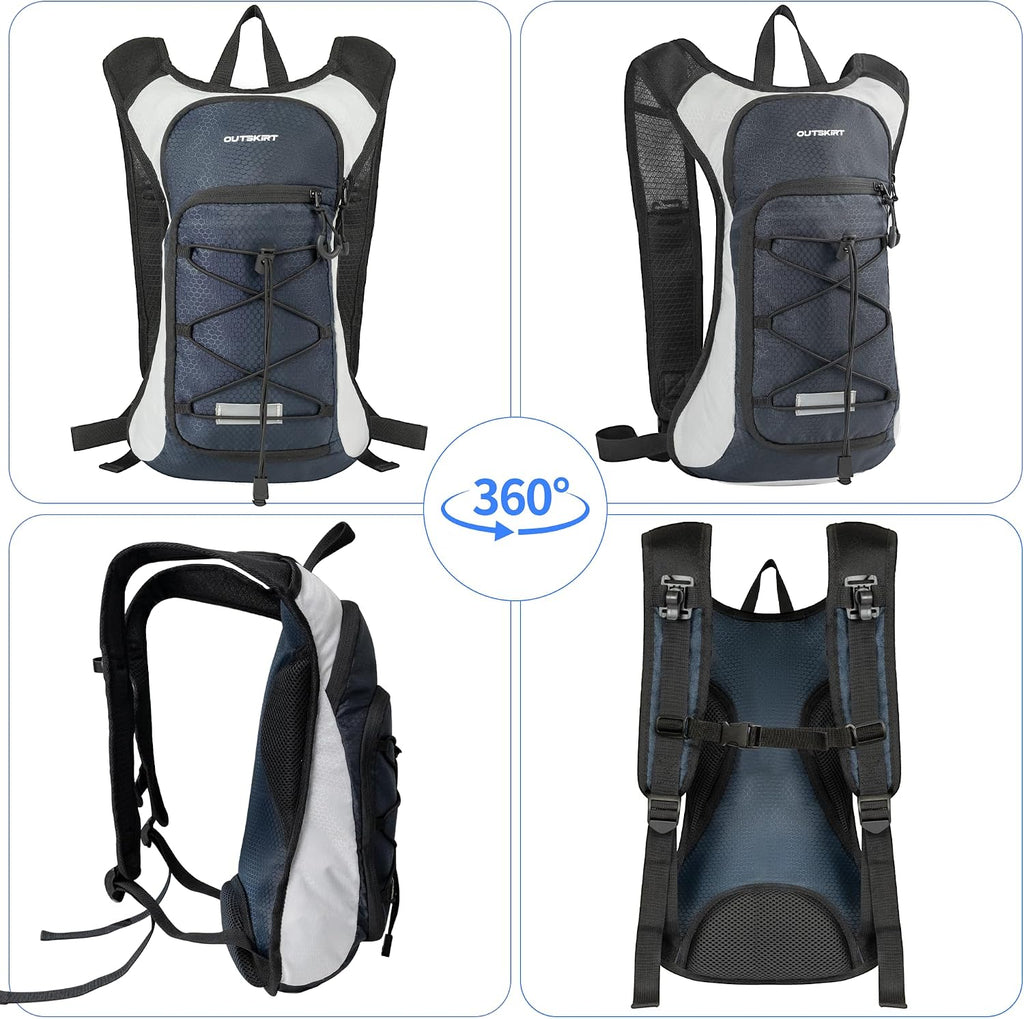 OUTSKIRT Hydration Backpack with 2L Water Bladder, Lightweight and Breathable Running Hydration Pack, Water Backpack for Hiking, Cycling, Trail Running, Marathons & Outdoor Adventures for Men Women