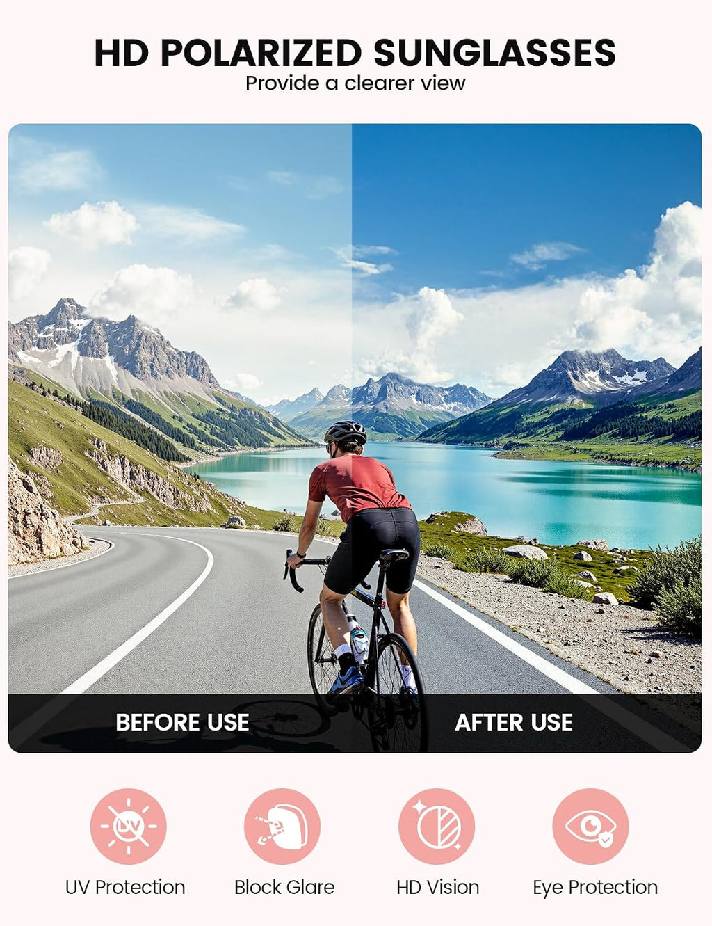 Lamicall 24g Polarized Sports Sunglasses for Men Women - UV400 Protection Sun Glasses for Baseball Running Cycling Fishing