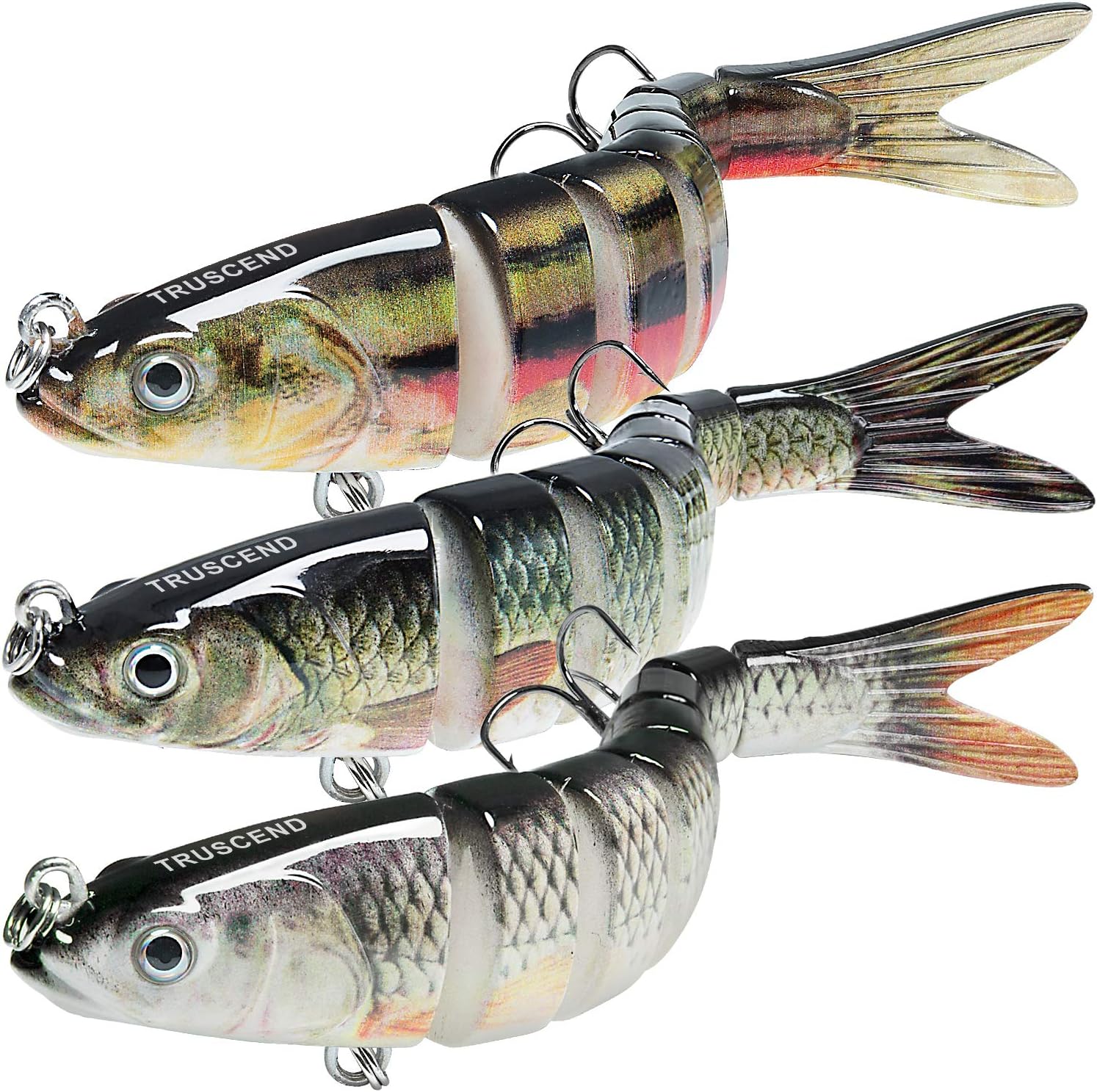 TRUSCEND Swimmax Easy Catch Fishing Lures with BKK Hooks, Wiggling, Vibrating, Rattling and Gurgling for More Bite, Heavy-Duty Dyneema Fiber Jointed Swimbaits for Bass, Trout, Walleye, Crappie, Pike