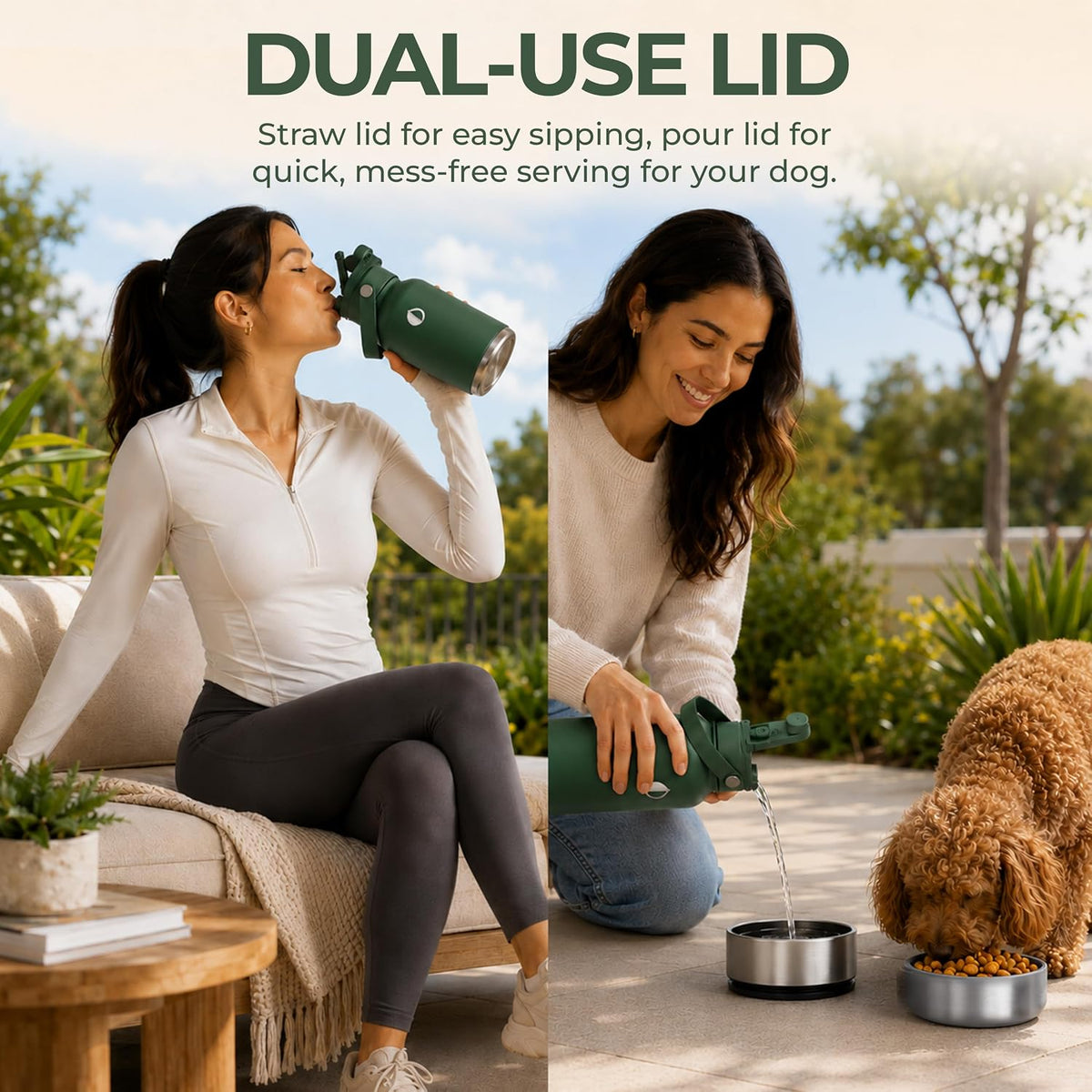 32 oz. Dog Water Bottle, Insulated Dog Travel Water Bottle, Stainless Steel Pet Water Bottle Dispenser Portable Food and Water Bowl for Dogs for Walking Dog Canteen Travel Kit