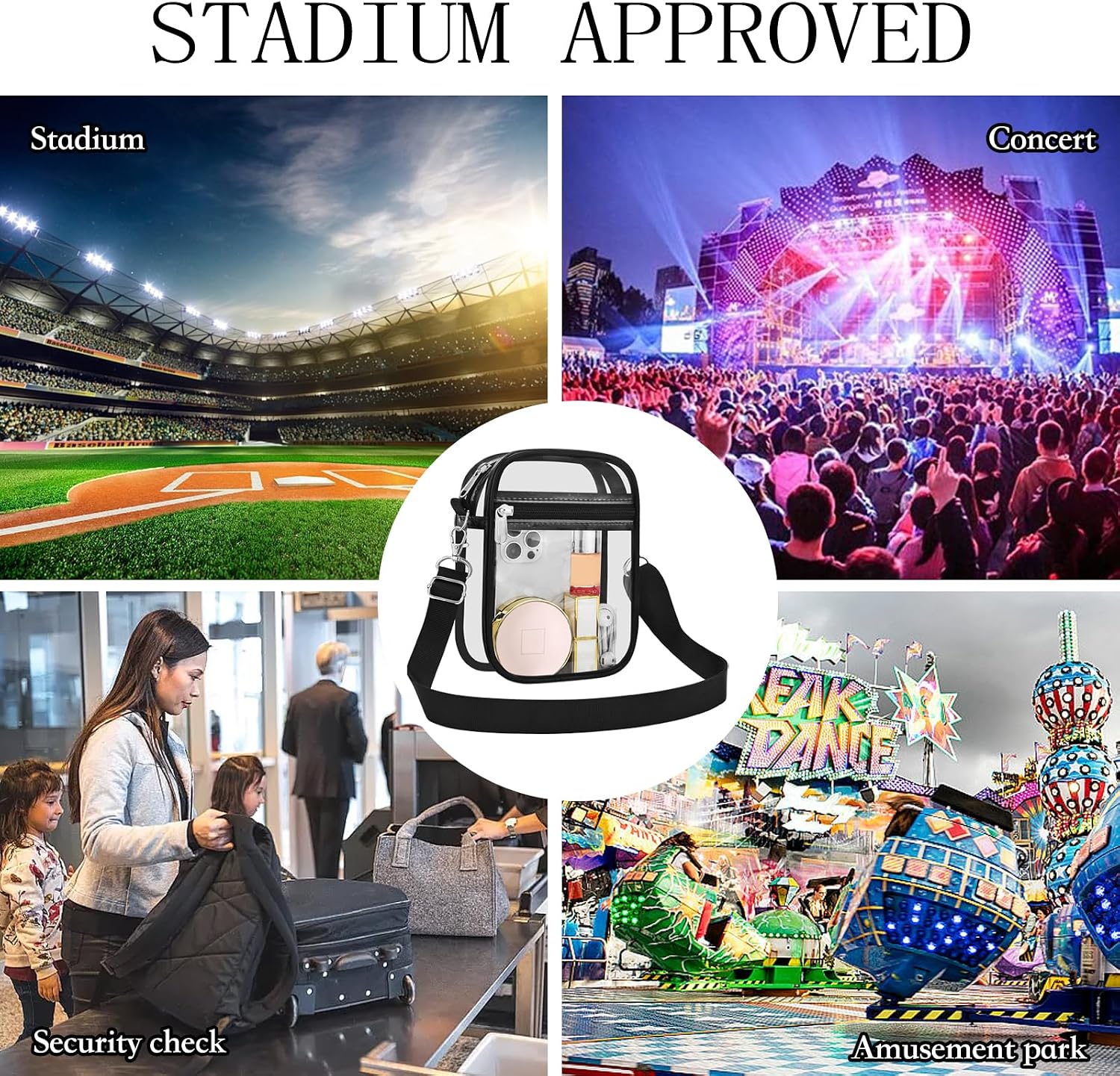 USPECLARE Clear Purse for Stadium Events Transparent Messenger Bag