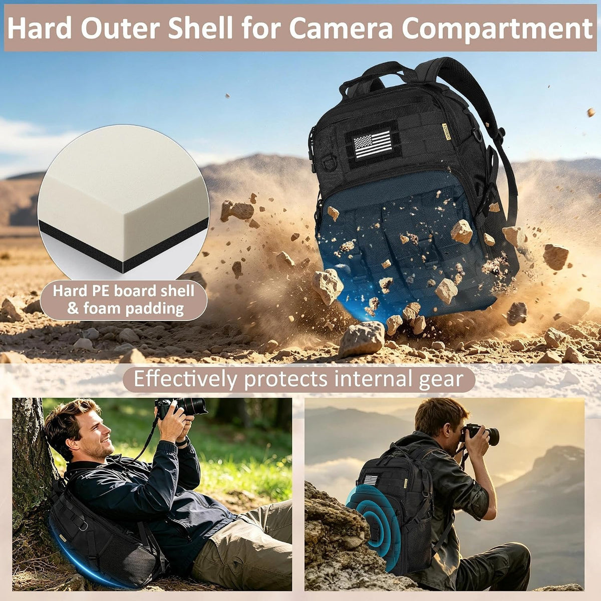 TORIBIO Camera Tactical Backpack Bag for DSLR/SLR/Mirrorless Photography