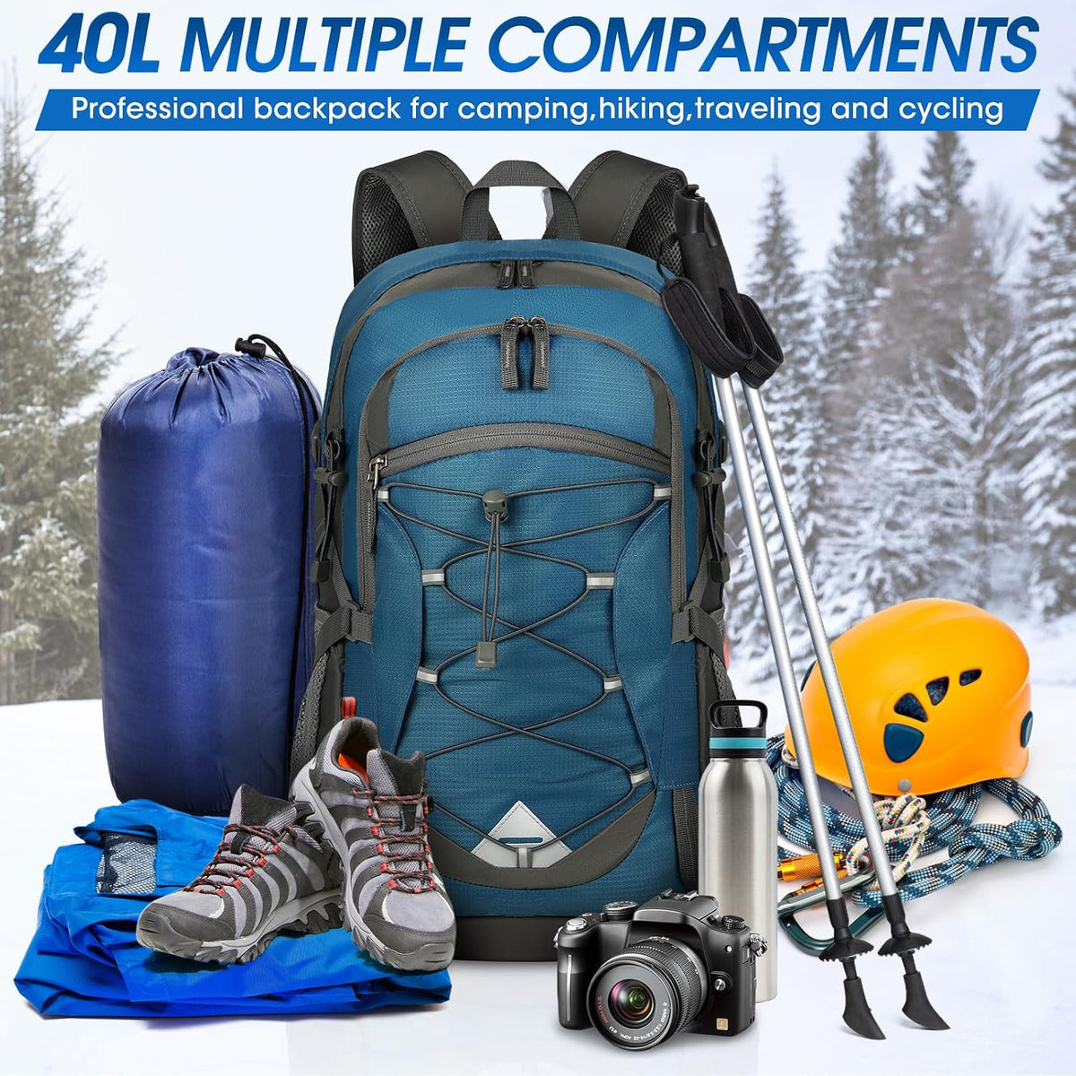 IGOLUMON Hiking Backpack 40L Packable Lightweight Camping Daypack Men Women