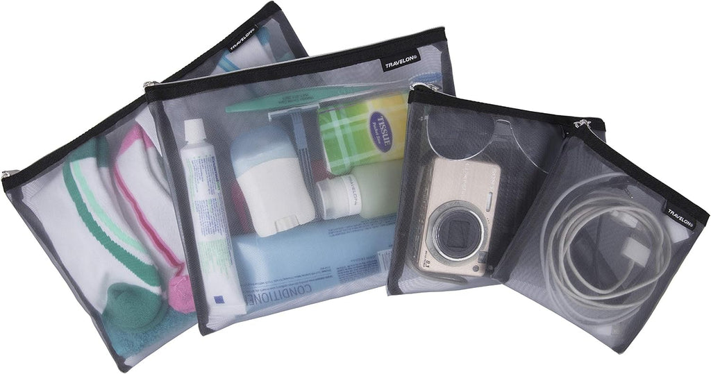 Travelon Set of 4 Mesh Pouches, Blue, 9.5 x 12.75 x 0.5