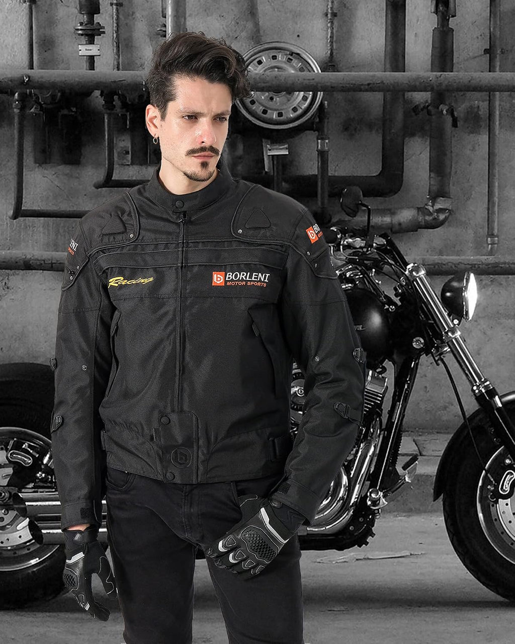 BORLEN Motorcycle Jacket for Men with Armor CE Certified Riding Jacket