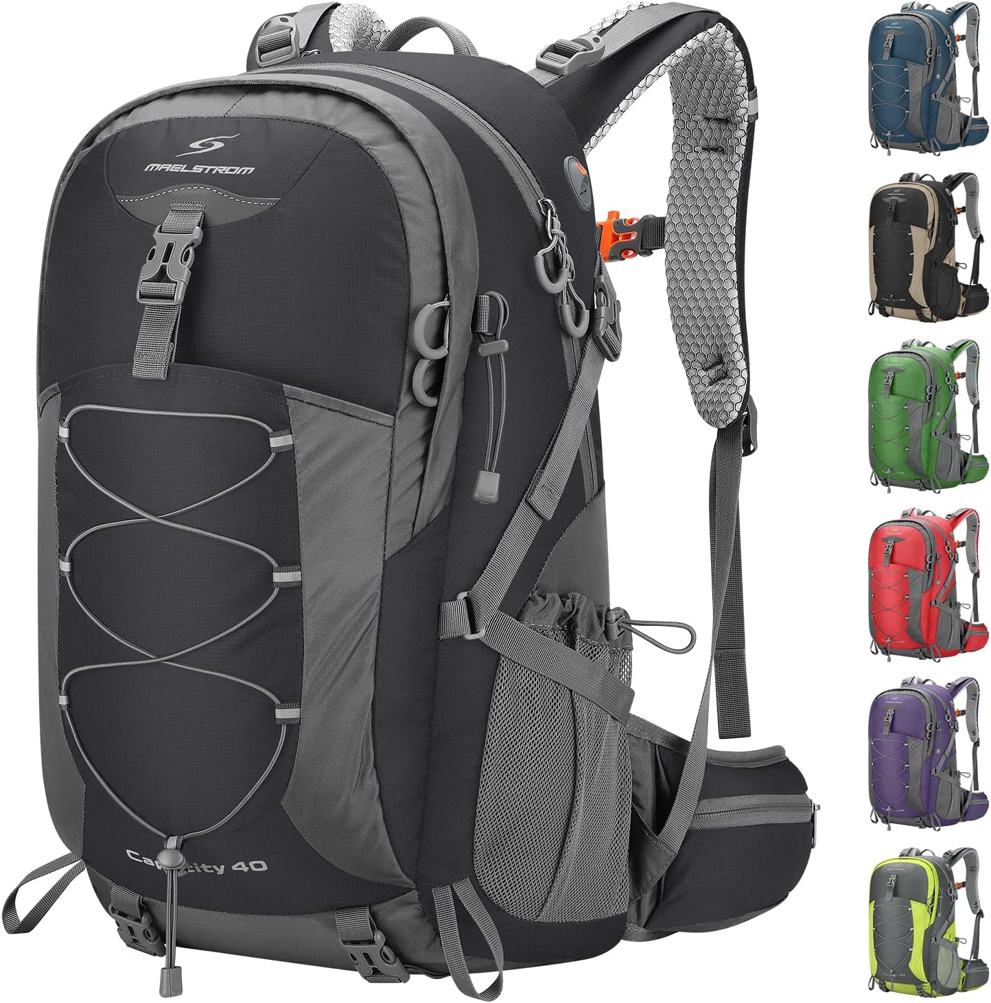 Maelstrom 40L Hiking Backpack, Lightweight Camping Daypack with Rain Cover