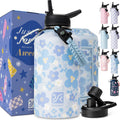 DYSANKY Insulated Water Bottle w/Straw Lid & Portable Carrier Bag, 64oz