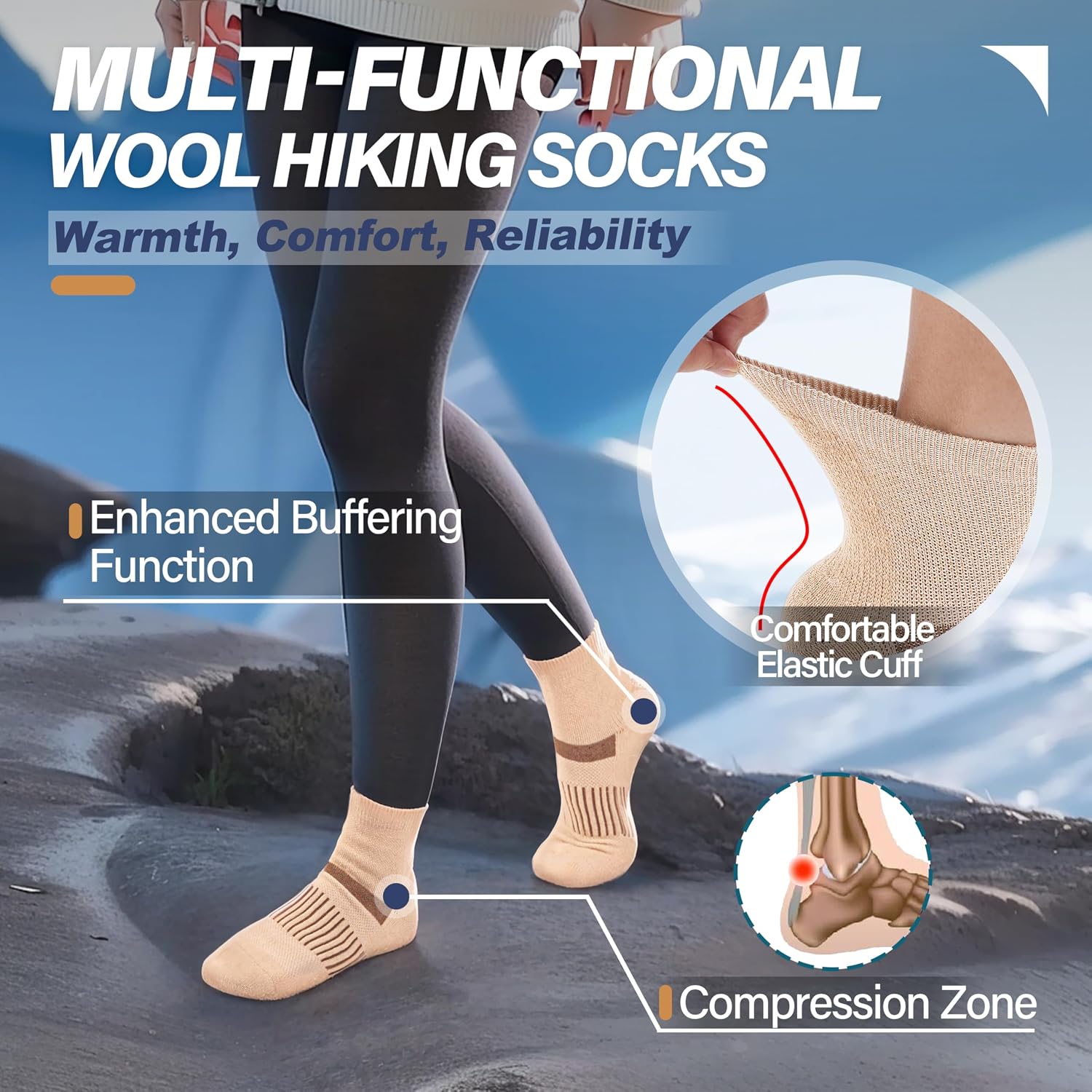 Anlisim Merino Wool Ankle Running Hiking Socks for Women and Men