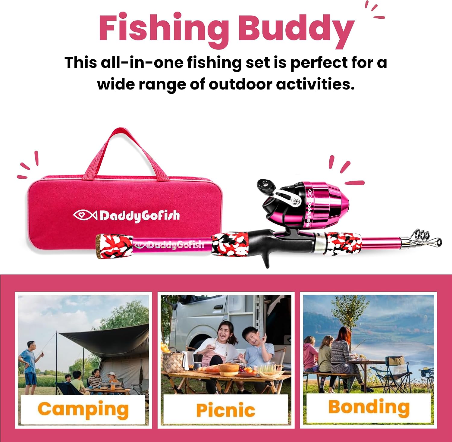 Kids Fishing Pole for Boys, Girls & Youth Age, Toddler Fishing Pole Set Kit