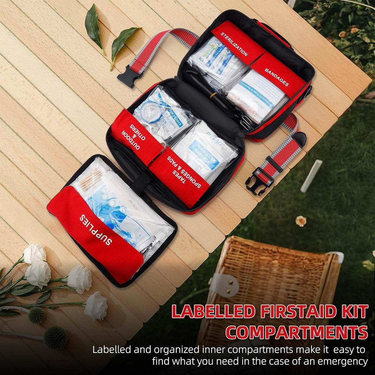 Large 430-Piece Emergency First Aid Kit for Home, Car, Camping