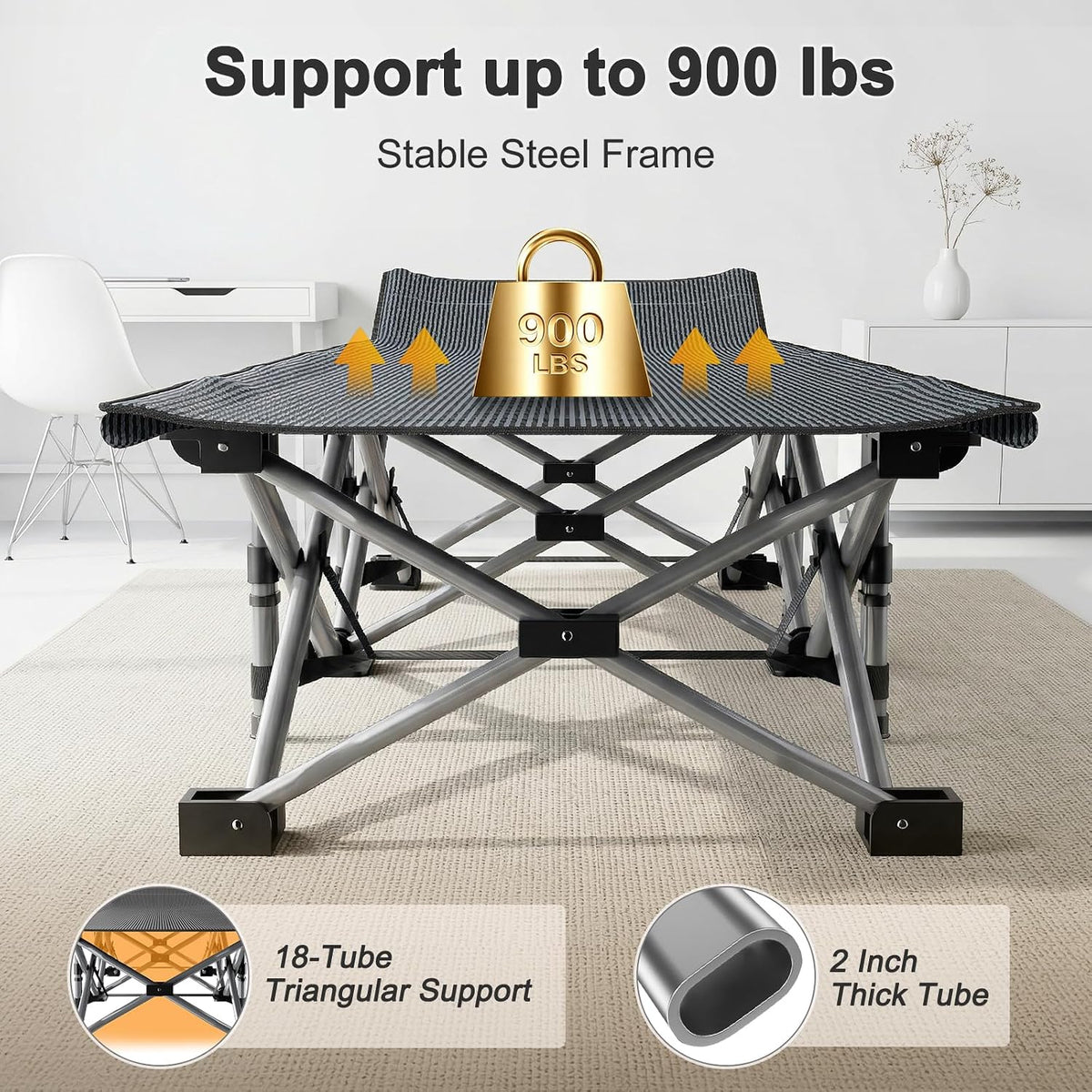 ABORON XXL Folding Camping Cot for Adults, 32 in Wide with Mattress, 900 lb