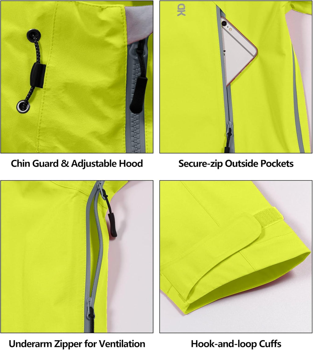Little Donkey Andy Men's High-performance 3L Hard Shell Waterproof Rain Jacket Breathable Rain Gear for Hiking,Travelling