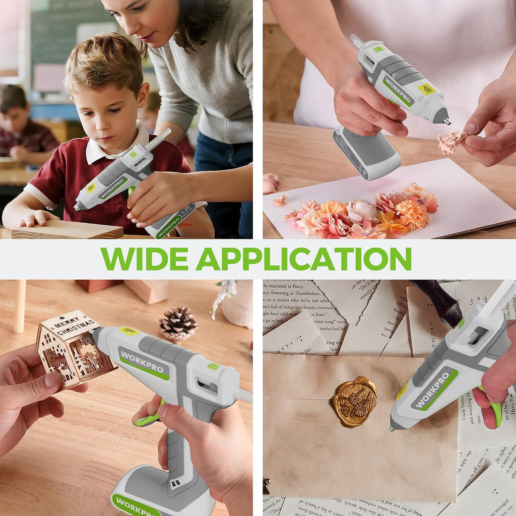 WORKPRO 7.2V Cordless Hot Melt Glue Gun with 20 Pcs Mini Glue Sticks