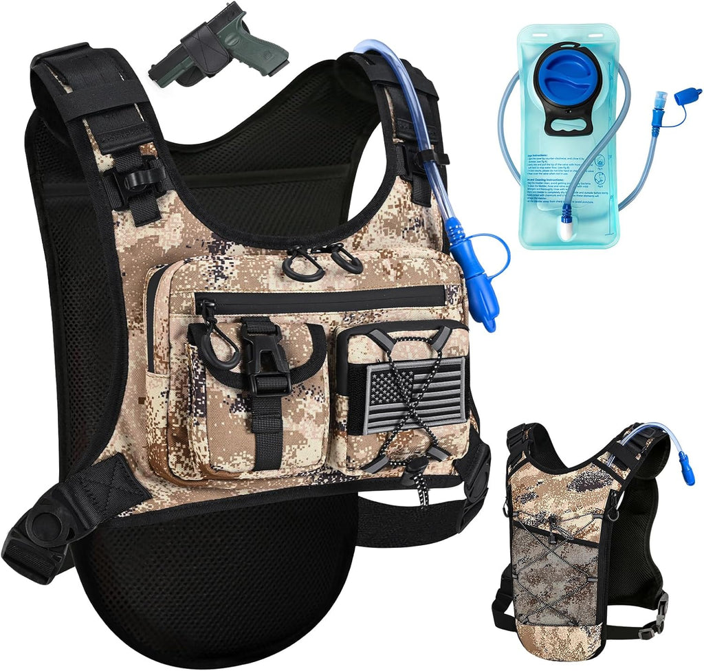 Criuage USA Patent Running Hydration Vest Backpack, Lightweight Chest Pack with 2.0L Water Bladder Bag Daypack for Hiking Running Cycling Race Marathon for Women Men