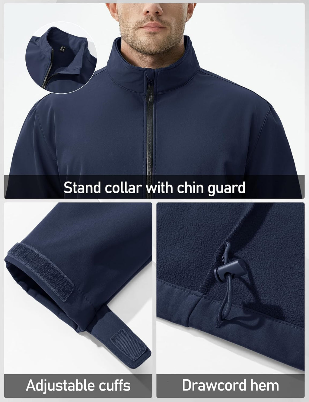 MAGCOMSEN Men's Fleece Lined Softshell Jacket Lightweight Waterproof Windbreaker Zip Up Winter Rain Coat Tactical Hiking