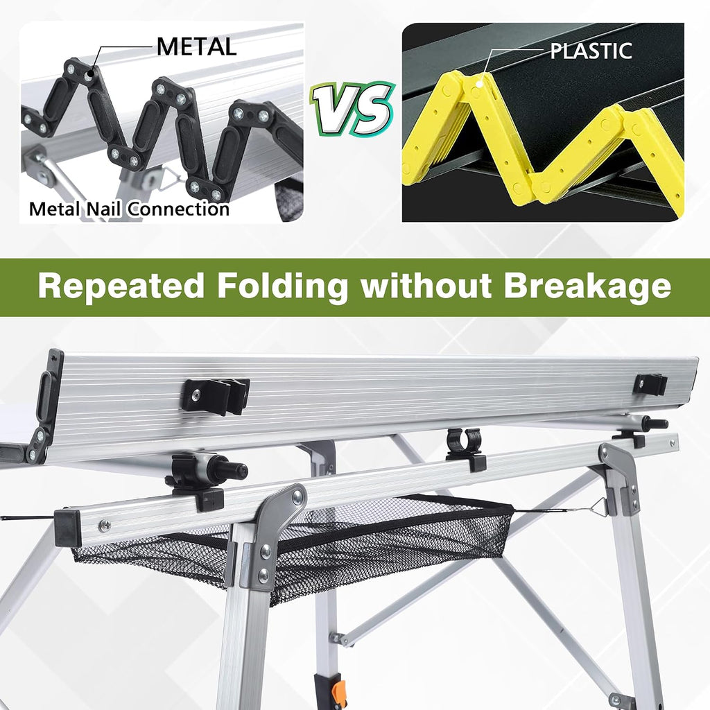 JOUYEK Folding Outdoor Camping Table, Lightweight Aluminum Camp Table White