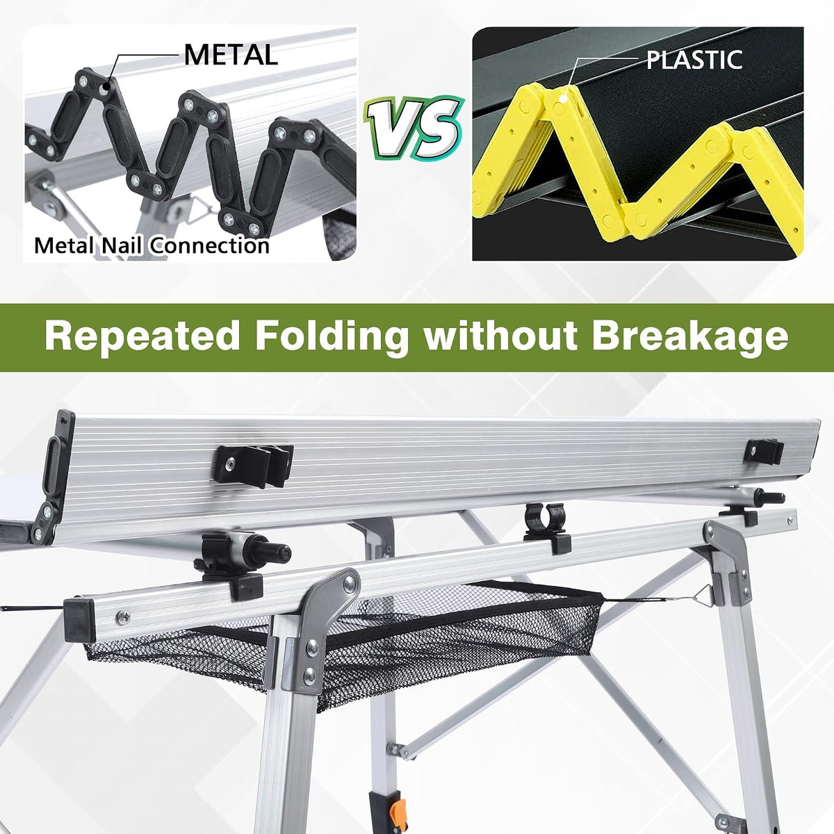 JOUYEK Folding Outdoor Camping Table, Lightweight Aluminum Camp Table White