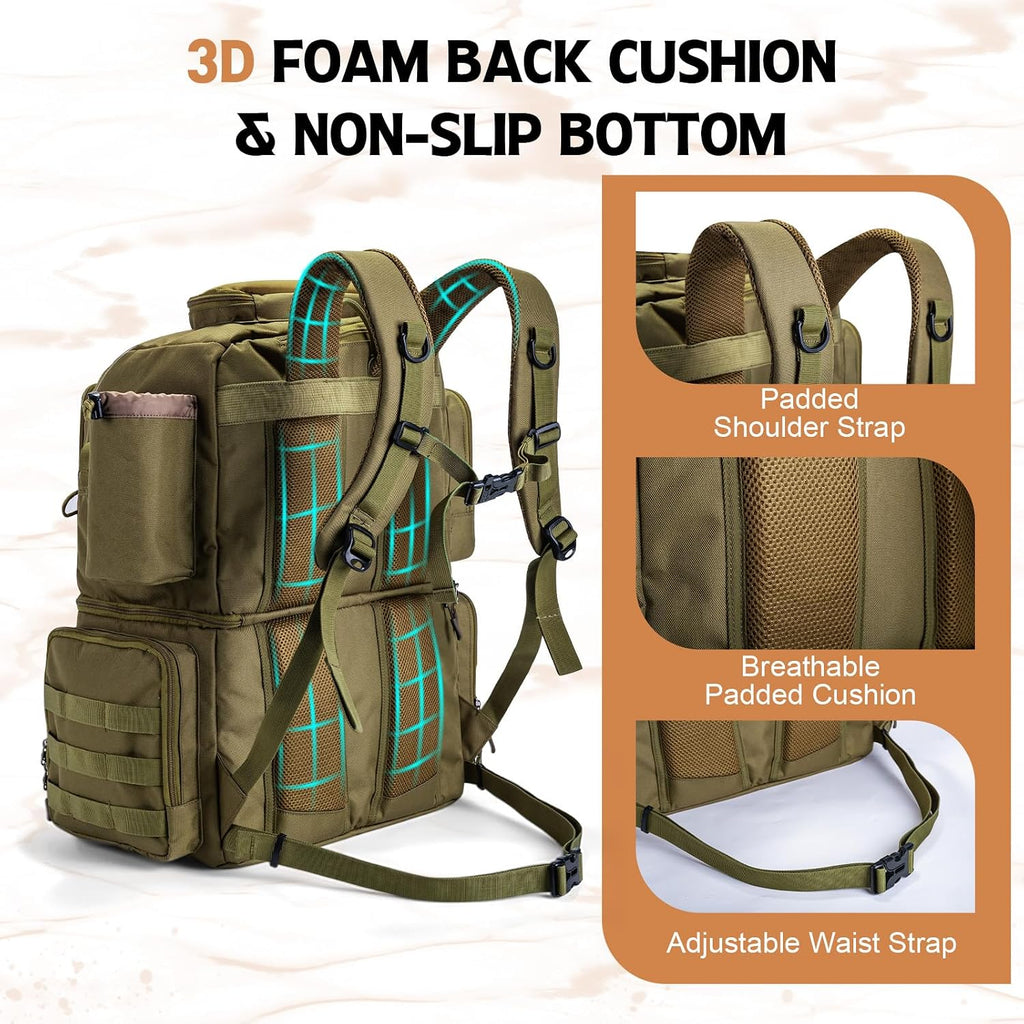 Goture Fishing Tackle Backpack with Cooler, 2 Rod Holders & Rain Cover