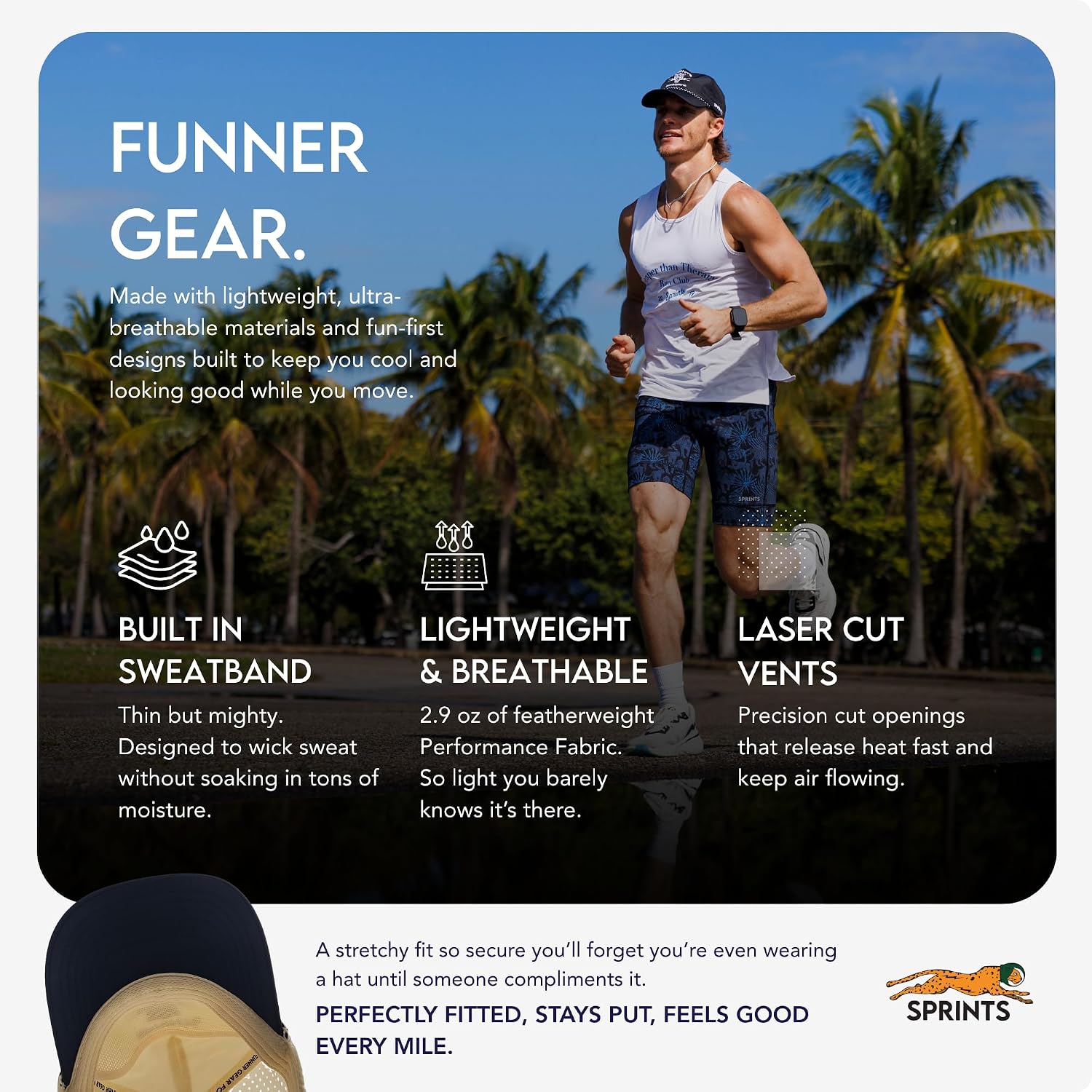 Sprints Semi-Structured EZ Rope Snapback | Lightweight, Quick Dry, Sport Hat, One Size, Unisex