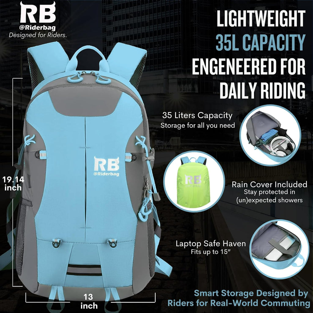 riderbag Reflective Motorcycle Backpack, Hi Viz Commuter Riding Bag