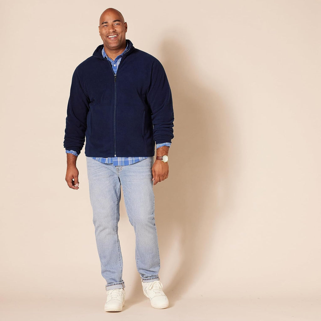Amazon Essentials Men's Full-Zip Polar Fleece Jacket with Zippered Pockets for Cold Outdoor Weather (Available in Big & Tall)