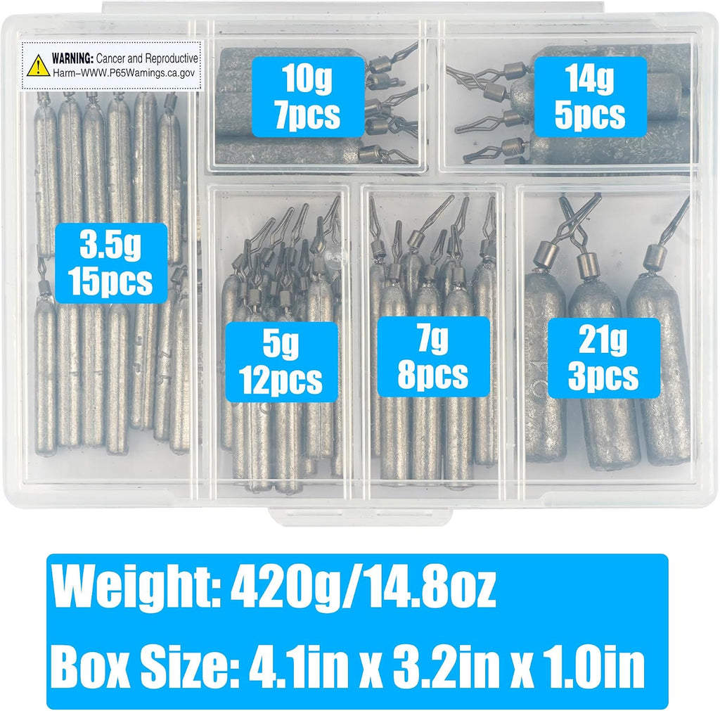 30 Pack Drop Shot Weights Skinny Pencil Sinkers for Bass Fish Drop Shot Rig