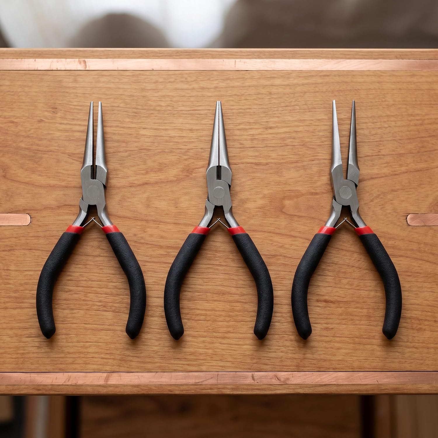 8 PCS 6 Inch Needle Nose Pliers Set, Long Nose Pliers with Comfort Grip Handles, Mini Jewelry Needle Nose Pliers for Cutting Bending Wire Handmade Craft