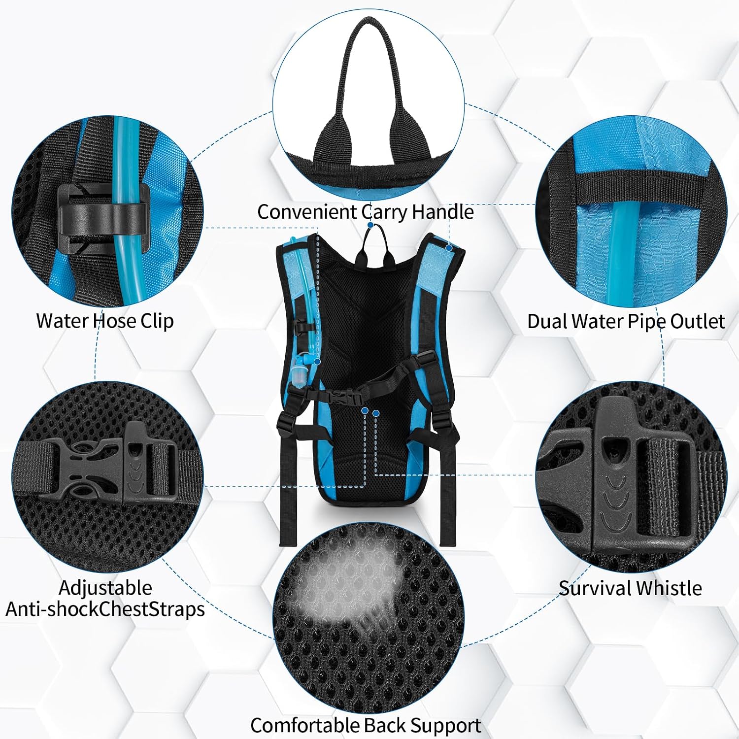 Hydration Backpack with Leak Proof Water Bladder, Lightweight Hydro Water Daypack for Rave, Cycling, Running, Hiking, Climbing