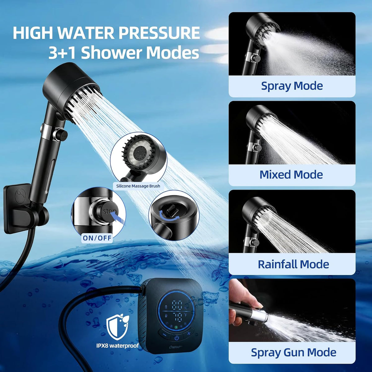 Portable Shower for Camping, IPX8 Filtered Camping Shower