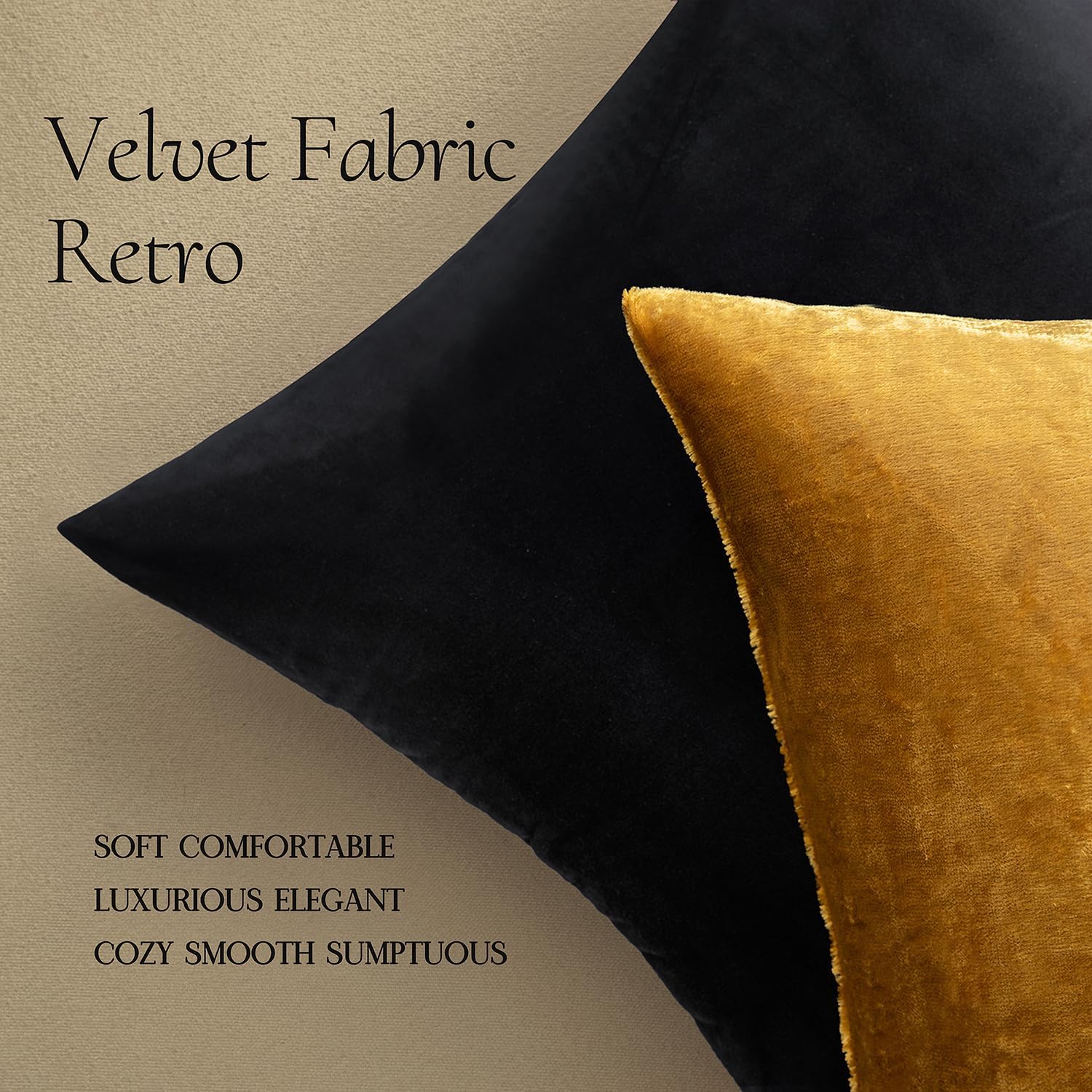 MIULEE Velvet Throw Pillow Covers 18x18 Inch Pack of 2 Dark Gold