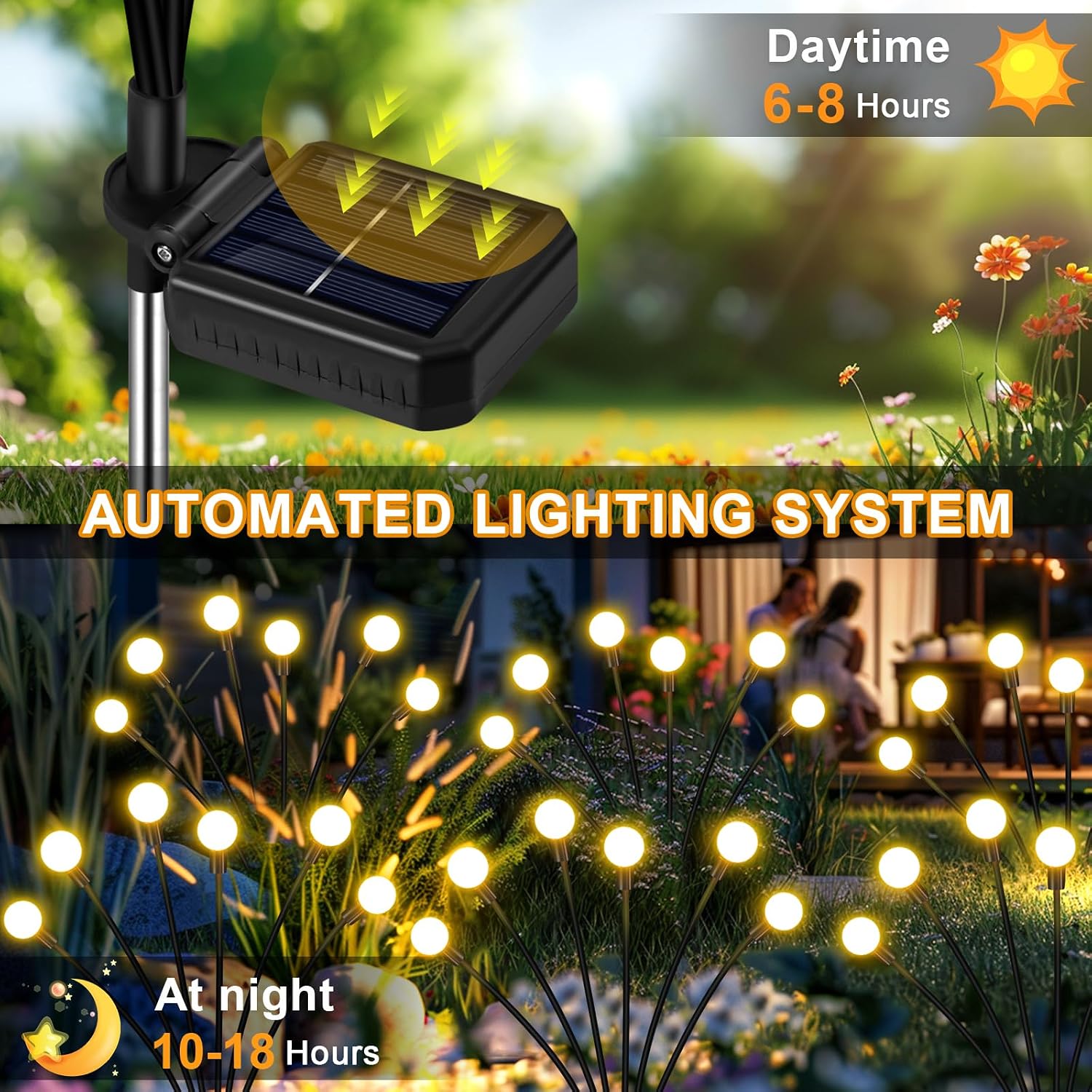 NBQQ Solar Garden Lights 4 Pack of 32 LEDs Swaying Firefly Garden Decor